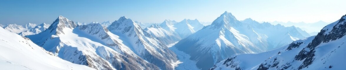 Naklejka premium Deep snow-covered mountain peaks in Austrian Alps, snowy peaks, mountain wilderness
