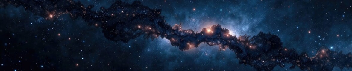 Obraz premium Dark space with twinkling silver stars and flecks of grey matter, nebula, dark