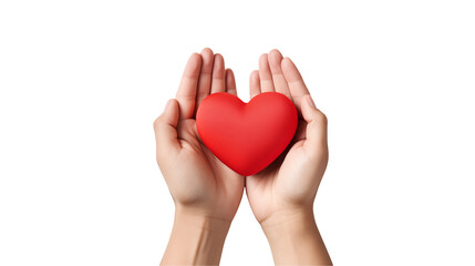 Obraz premium Caring Hands Holding a Red Heart Symbolizing Love and Compassion