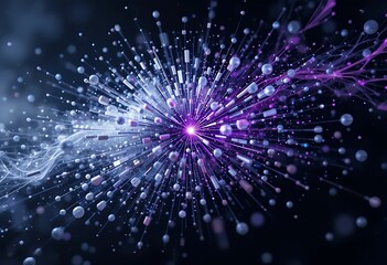 Fototapeta premium Abstract glowing spheres and lines radiate outward