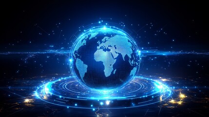 Futuristic Digital Globe Network Connection Abstract Technology