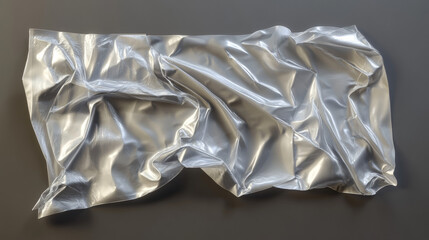 Stretched cellophane banner, realistic crumpled or folded texture vector illustration. Clear transparent polyethylene top of plastic container, tape or elastic wrapping paper for food or snacks bag