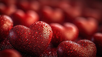 Red hearts with droplets, symbolizing love and affection.