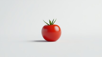 3D illustration of a fresh red tomato with a green stem