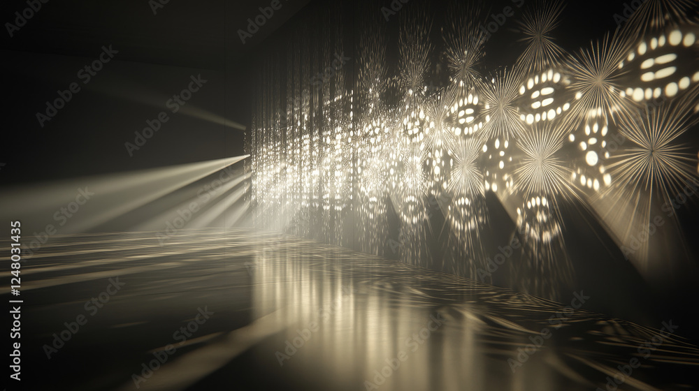 Poster professional stage spotlights with various beam configurations. realistic 3d vector focused illumina