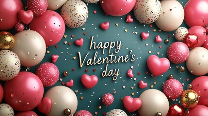 Colorful Valentine's Day decorations and greeting.