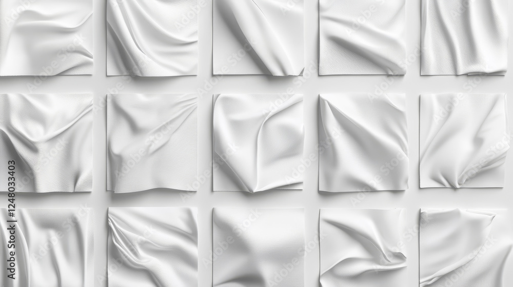 Poster white glued paper texture. realistic effect of wet paper sheet or crumpled fabric. vector seamless p