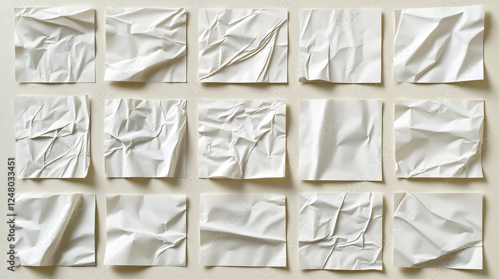 Poster white glued paper texture. realistic effect of wet paper sheet or crumpled fabric. vector seamless p