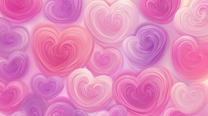 Colorful hearts in pink and purple hues.
