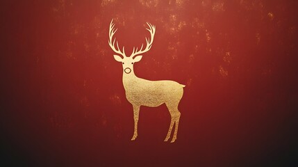 Fototapeta premium Red Deer Silhouette Minimal Graphic Design Nature Winter Holiday Icon