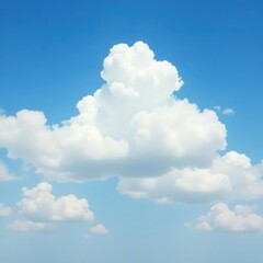 Gentle cloud formations in the clear blue sky, peaceful, natural, idyllic