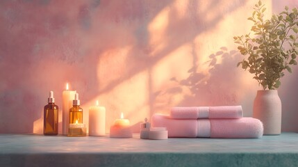 Spa Moment of Relaxation and Pampering with Natural Aromatherapy and Luxurious Wellness Accessories