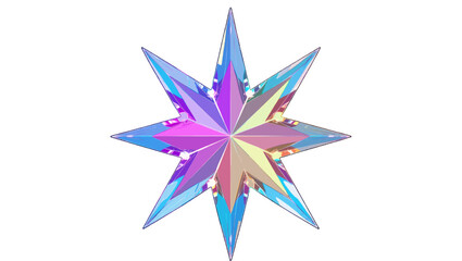 Fototapeta premium Radiant prismatic starburst with rainbow refraction, glowing optical light streaks, PNG transparent sun glare. Dazzling multicolor shine, sparkling lens effect, futuristic bright crystal flare