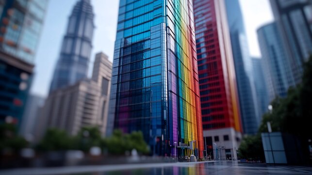 Rainbow skyscraper city pride celebration