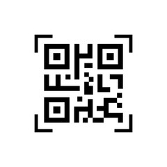 QR Code icon. Scanning QR Code symbol. Vector QR code sample for smartphone scanning isolated on a white background.