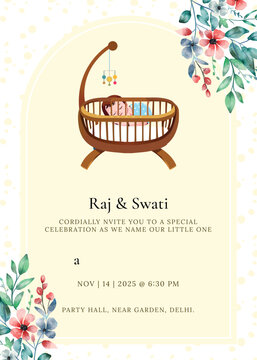 naming and cradle ceremony traditional design invitation template