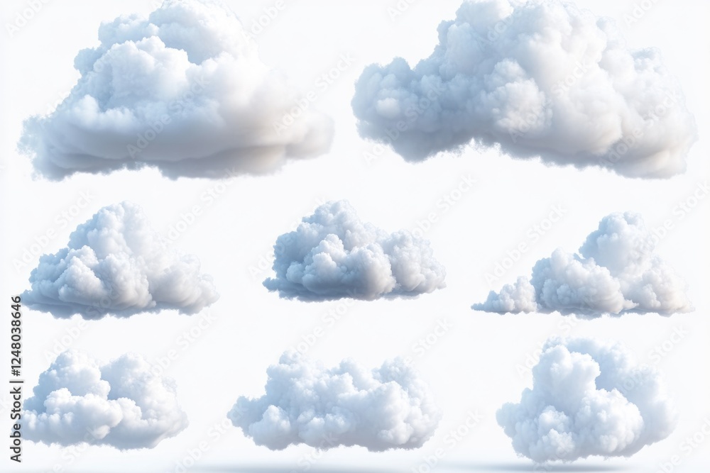 Aufkleber a collection of clouds on a clean and simple white background, ideal for use in designs where you wa