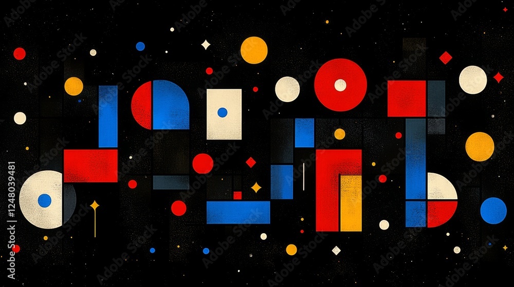 Poster abstract geometric art composition with bold colors and shapes for modern design projects
