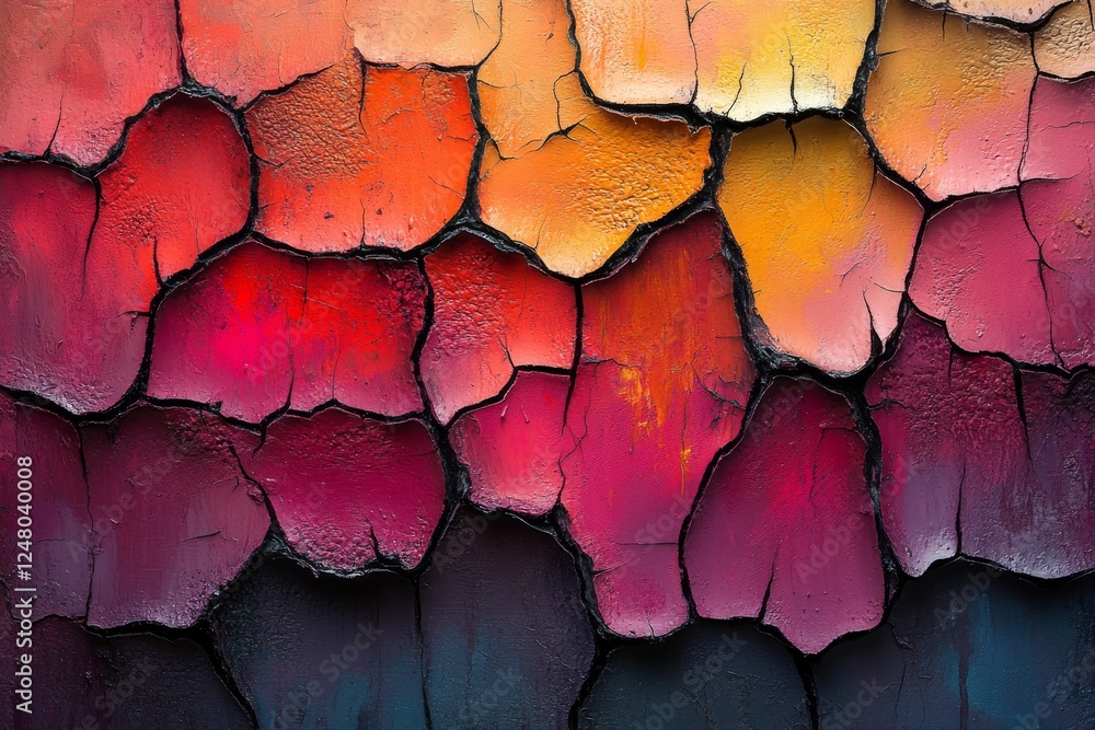 Poster multilayered abstraction: detailed close-up of textured dried paint patterns in artistic composition