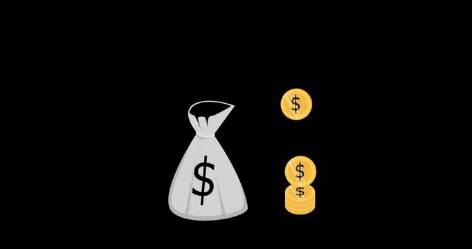 Dollar coins coming out of money bag
