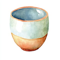 Artistic watercolor bowl on a white background.