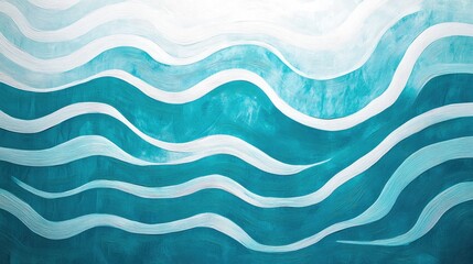 Obraz premium Abstract waves in turquoise and white painting