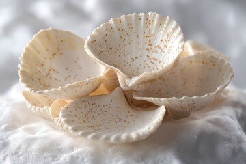 Close-up of shells on a white background, ideal for decorative or educational use