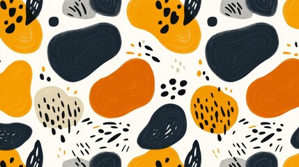 Abstract Orange Black Beige Seamless Pattern Design Modern Texture Background for Textile Print