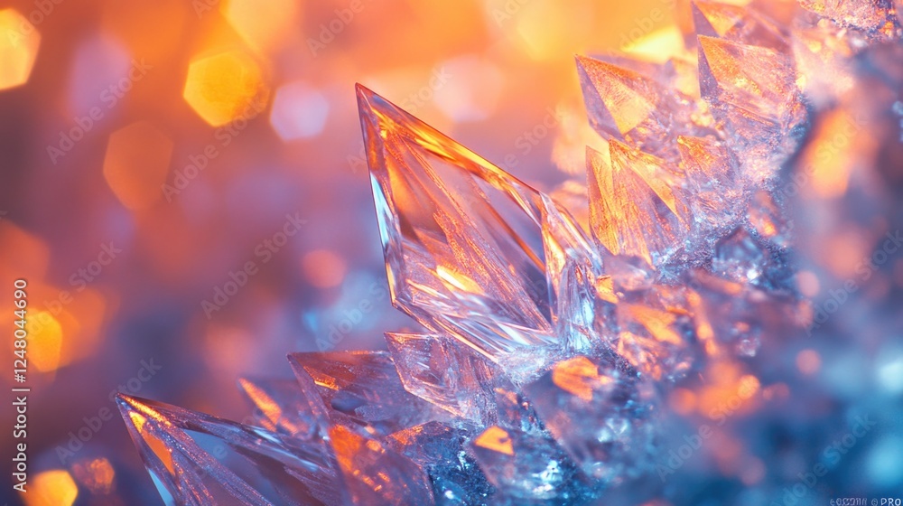 Poster A high-angle shot of a crystalline structure with intricate patterns, suitable for use in scientific or educational contexts