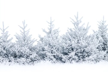 Fototapeta premium A group of evergreen trees covered in snow on a white background, perfect for winter themed projects or holiday decorations