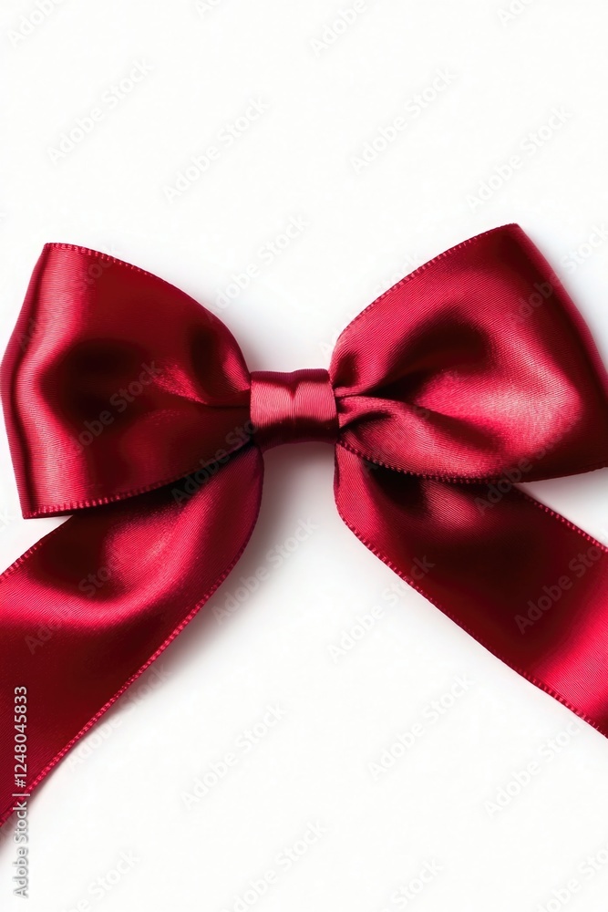 Poster a simple and elegant design featuring a bright red bow on a pure white background