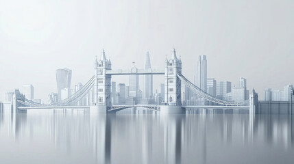 Surreal Reflection of Tower Bridge in Water - London Landmark Concept