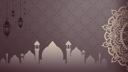 Islamic Mosque Background Design with Hanging Lanterns and Mandala