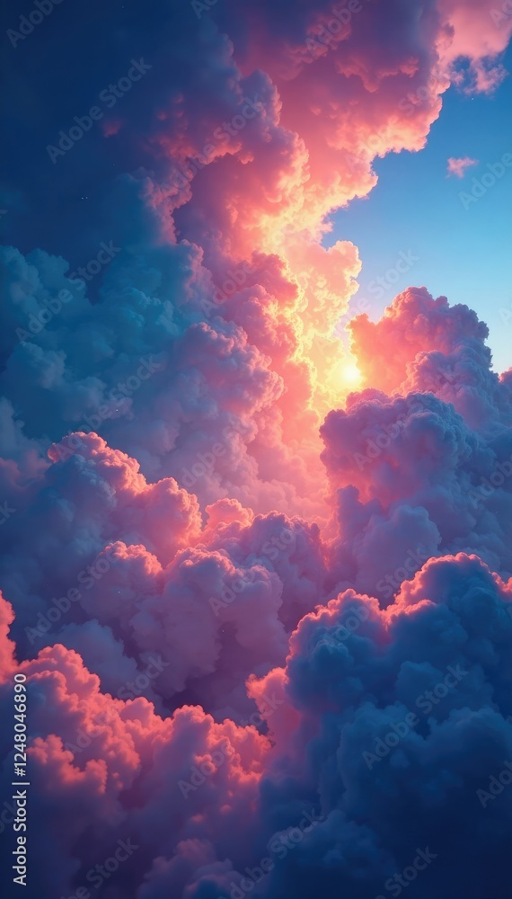 Wall mural dazzling array of colors swirling within cloud formation, clouds, diffraction