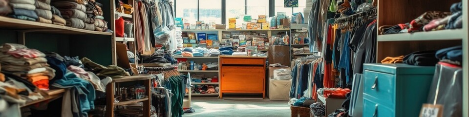 Obraz premium A room filled with various clothing items and storage solutions