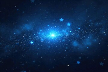 Obraz premium Dark space with blue hexagonal stars shining bright in the darkness, space, universe, dark