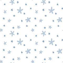 Happy Valentine's Day hand drawn pattern with blue stars.