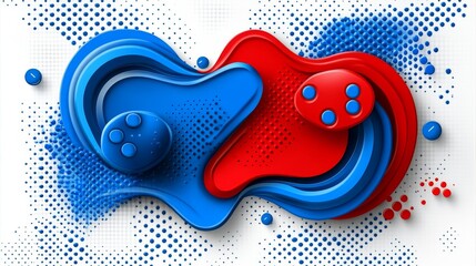 Abstract Blue Red Fluid Dynamic Game Controller Design Background