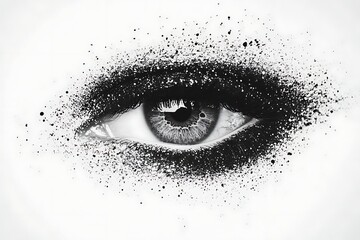 Close-up eye makeup, black, abstract, dramatic effect