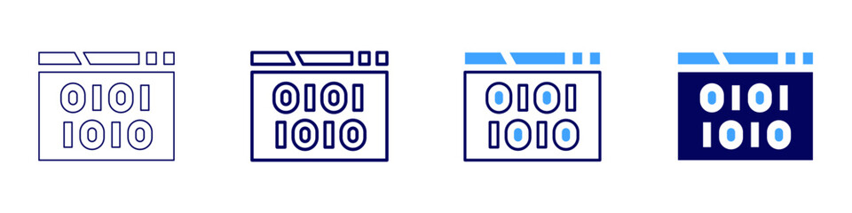Application development icon in 4 different styles. Thin Line, Line, Bold Line, Duotone. Duotone style. Editable stroke