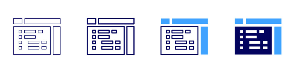 Cloud platform development icon in 4 different styles. Thin Line, Line, Bold Line, Duotone. Duotone style. Editable stroke