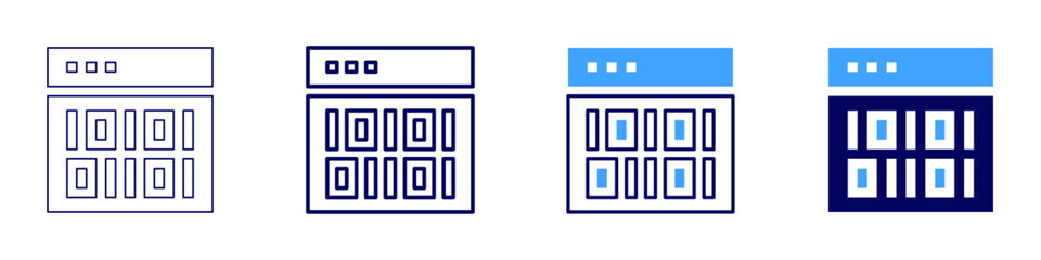 CRM system development icon in 4 different styles. Thin Line, Line, Bold Line, Duotone. Duotone style. Editable stroke