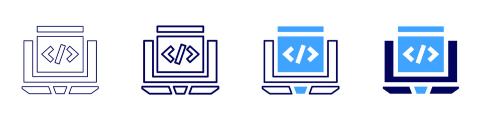Cross-platform development icon in 4 different styles. Thin Line, Line, Bold Line, Duotone. Duotone style. Editable stroke