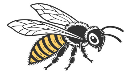 vector illustration of a bee, silhouette of bee