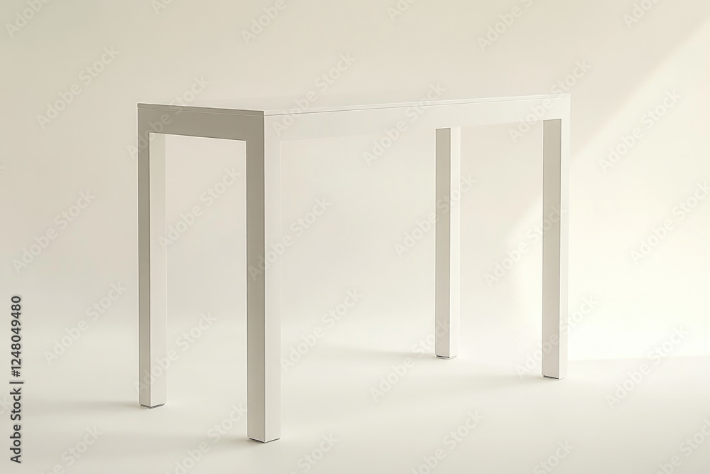 Poster a minimalist design featuring a table with two legs, placed on a plain surface
