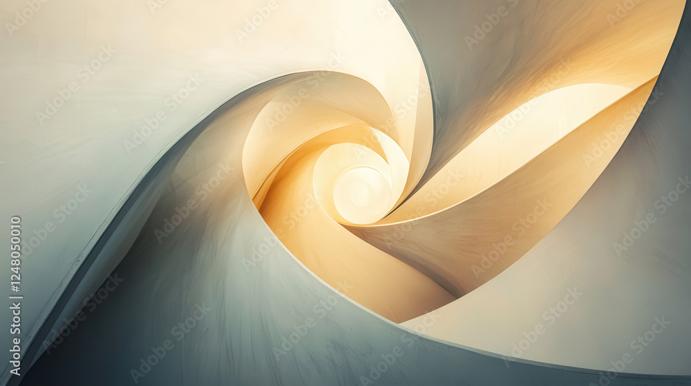 Poster stunning abstract design featuring swirling curves and soft light, creating sense of movement and de