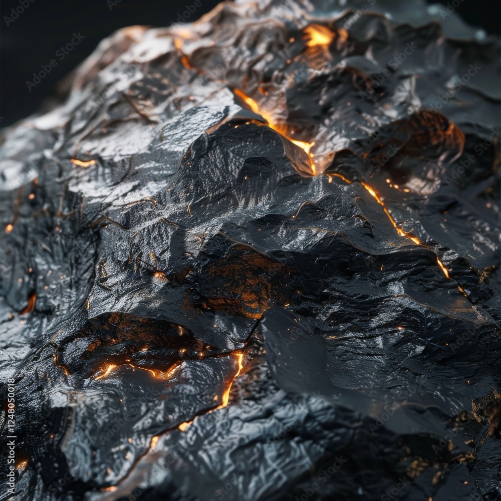 Leinwandbilder exploring the intricate texture of a meteorite fragment through a close-up view