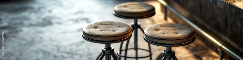 Poster A group of stools sitting on top of a counter