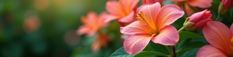 Fototapeta premium A sprig of green leaves is nestled among the petals of a flower, floral, nature