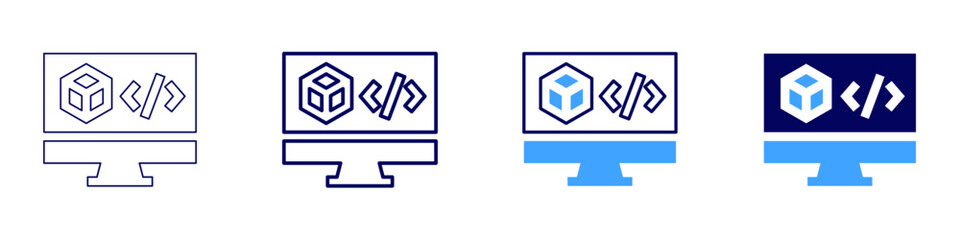 Digital product development icon in 4 different styles. Thin Line, Line, Bold Line, Duotone. Duotone style. Editable stroke